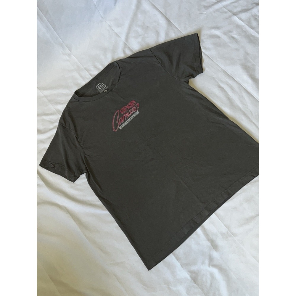 GM Chevrolet Camaro Double-Sided Graphic Logo T-Shirt Gray Mens L Cotton